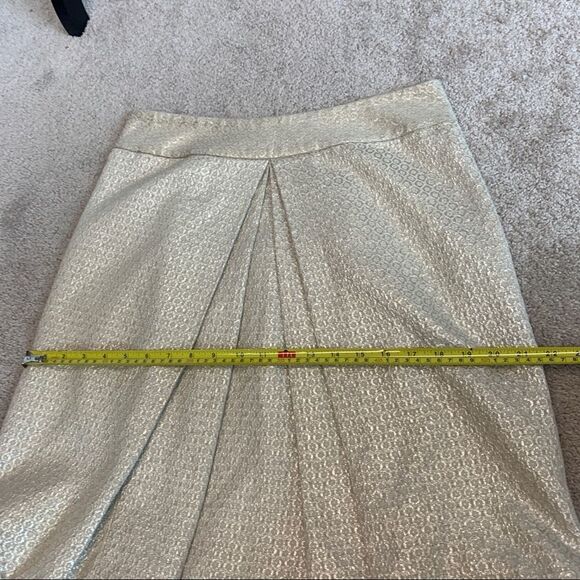 PINK Tartan cream gold metallic jacquard pleated skirt Sz 8 NWOT - Picture 9 of 12